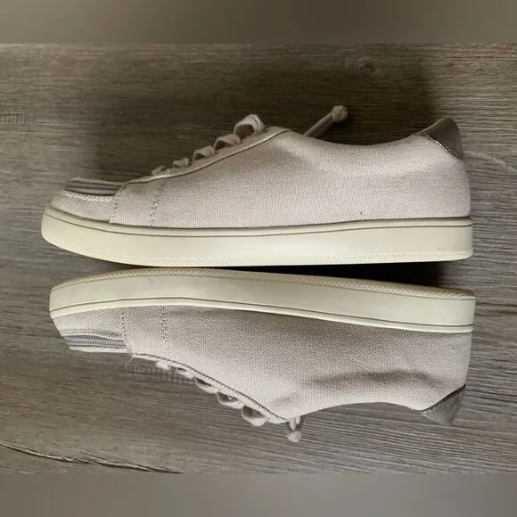 Billy Footwear Sneaker Shoes Zipper Canvas Tan Gray Beige Made Size 8.5