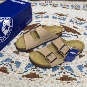 Birkenstock Arizona Cream Narrow Sandals with Double-Strap Design