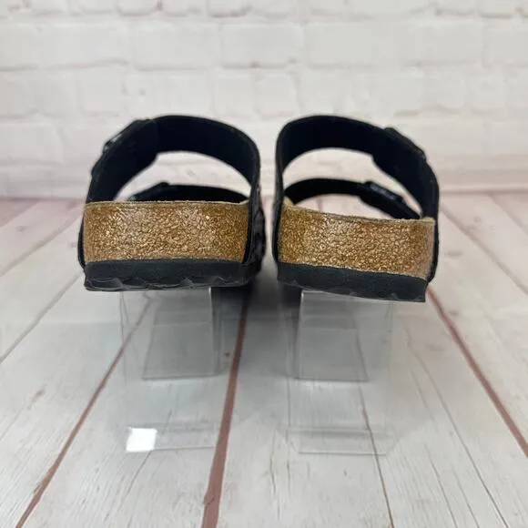 Birkenstock Arizona Gator Gleam Two Strap Black Sandals Mens Sz 8/Women’s Sz 10