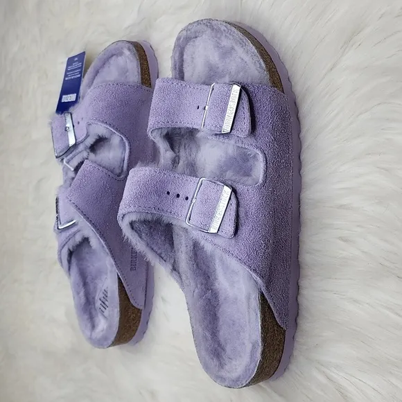 Birkenstock Arizona Shearling Purple Fog / Purple Fog Suede Sandals