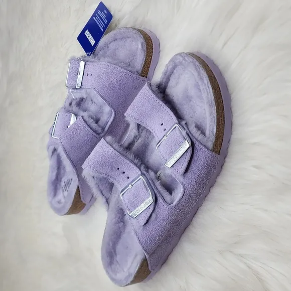 Birkenstock Arizona Shearling Purple Fog / Purple Fog Suede Sandals