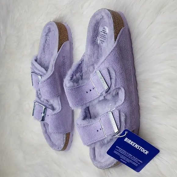 Birkenstock Arizona Shearling Purple Fog / Purple Fog Suede Sandals