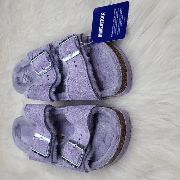 Birkenstock Arizona Shearling Purple Fog / Purple Fog Suede Sandals