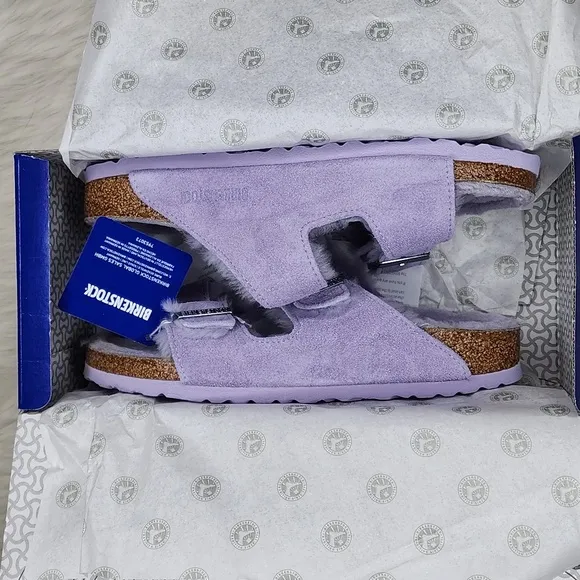 Birkenstock Arizona Shearling Purple Fog / Purple Fog Suede Sandals