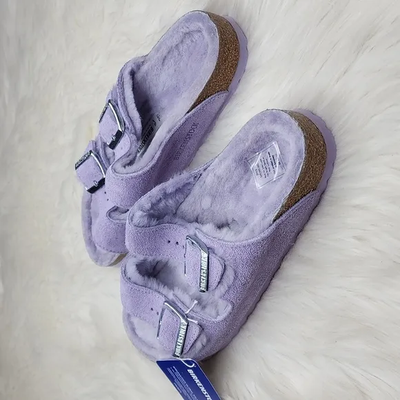 Birkenstock Arizona Shearling Purple Fog / Purple Fog Suede Sandals