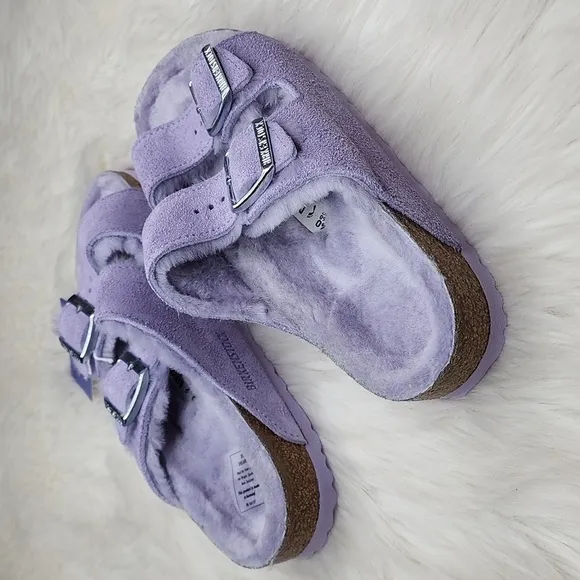 Birkenstock Arizona Shearling Purple Fog / Purple Fog Suede Sandals