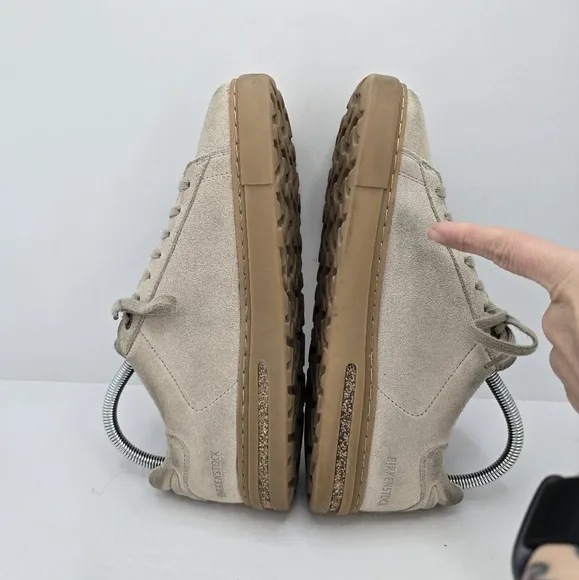 Birkenstock | Bend 'Sandcastle' tan suede monochrome lace-up sneakers | WMS 7