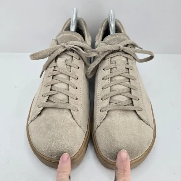 Birkenstock | Bend 'Sandcastle' tan suede monochrome lace-up sneakers | WMS 7
