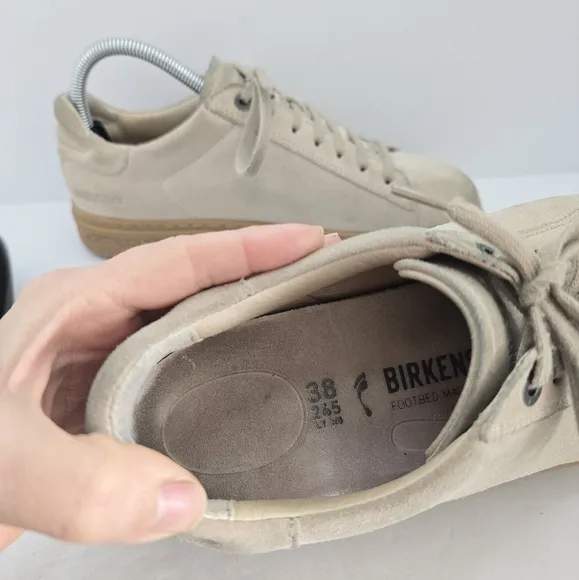 Birkenstock | Bend 'Sandcastle' tan suede monochrome lace-up sneakers | WMS 7