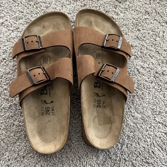 Birkenstock Betula Leather Brown Double-Strap Sandals Size 7 Coachella Boho
