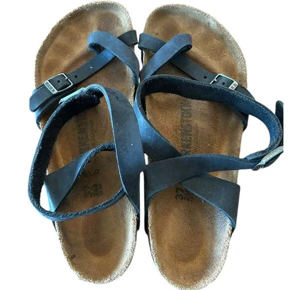 BIRKENSTOCK Black Strappy Birko Flor Women's Sandals Size EU 37, US 6 - 6.5