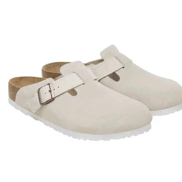 Birkenstock Boston Canvas Natural Fibrer - Eggshell Women’s Size 9-9.5