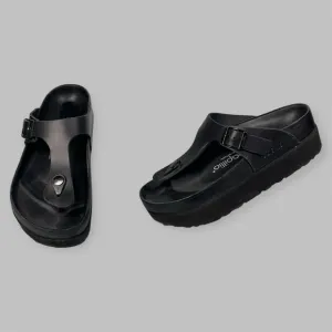 Birkenstock Papillio Gizeh Flex Platform Sandals Black on Black Size EU 35 US 4