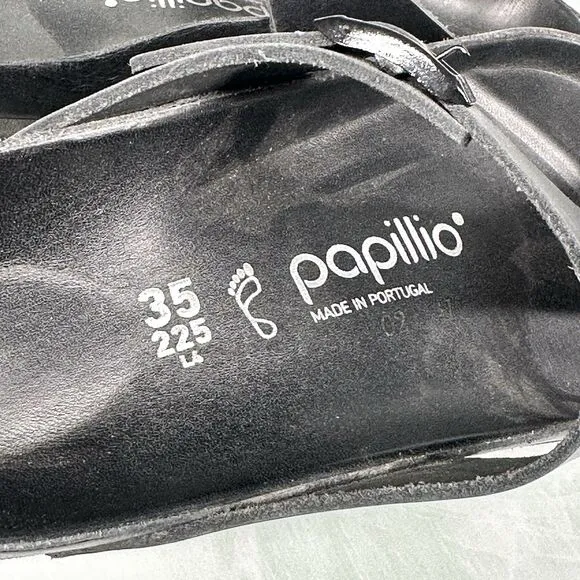 Birkenstock Papillio Gizeh Flex Platform Sandals Black on Black Size EU 35 US 4