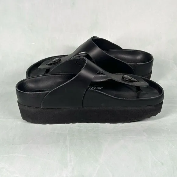 Birkenstock Papillio Gizeh Flex Platform Sandals Black on Black Size EU 35 US 4