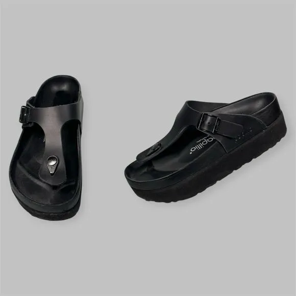 Birkenstock Papillio Gizeh Flex Platform Sandals Black on Black Size EU 35 US 4