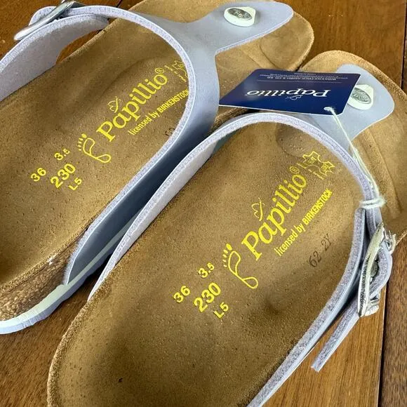Birkenstock Papillio Gizeh Nubuck Leather Platform Sandals Sz 5 EU 36 Lavender