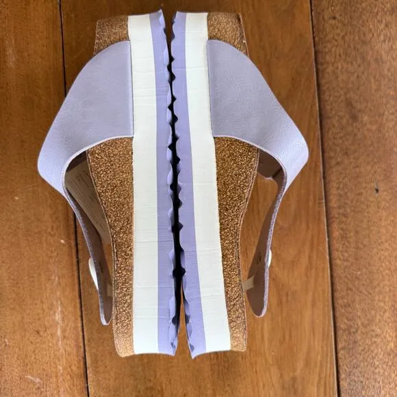 Birkenstock Papillio Gizeh Nubuck Leather Platform Sandals Sz 5 EU 36 Lavender