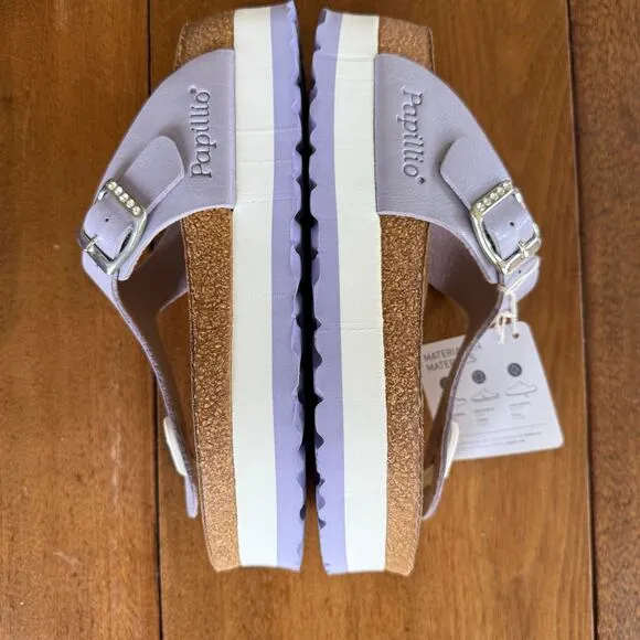 Birkenstock Papillio Gizeh Nubuck Leather Platform Sandals Sz 5 EU 36 Lavender