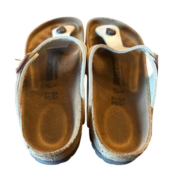 BIRKENSTOCK Pearl White Gizeh Birko-Flor -Women's EU 37 US 6 6.5