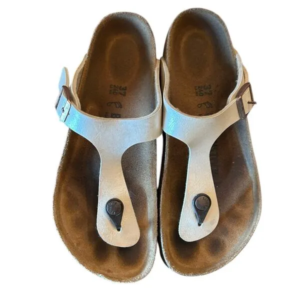 BIRKENSTOCK Pearl White Gizeh Birko-Flor -Women's EU 37 US 6 6.5
