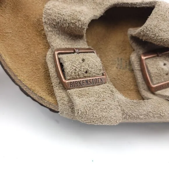 Birkenstock Taupe Soft Footbed Suede Leather Neutral EVA Sandals Women's 10 VSCO