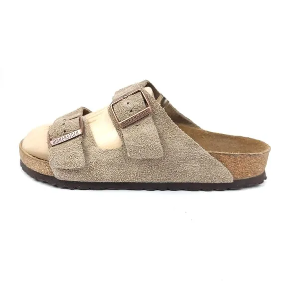 Birkenstock Taupe Soft Footbed Suede Leather Neutral EVA Sandals Women's 10 VSCO