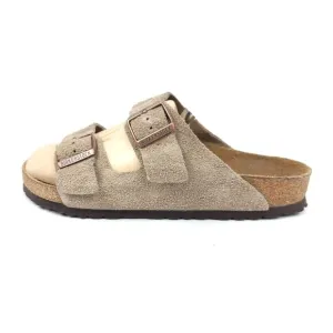 Birkenstock Taupe Soft Footbed Suede Leather Neutral EVA Sandals Women's 10 VSCO