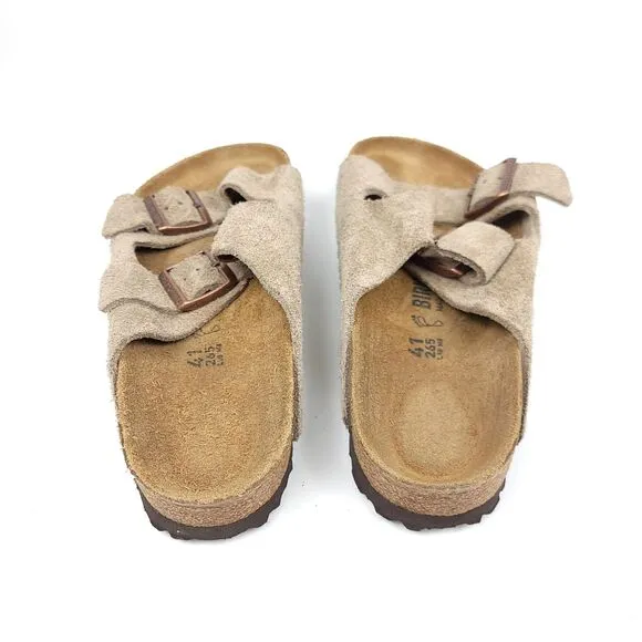 Birkenstock Taupe Soft Footbed Suede Leather Neutral EVA Sandals Women's 10 VSCO
