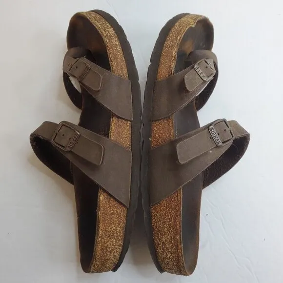 Birkenstock Womens Mayari Toe Loop Sandals Size 39 EU 8 US Brown Leather Summer