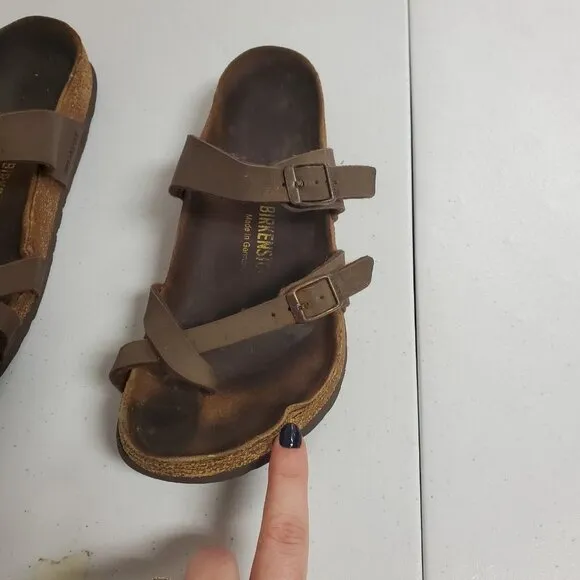 Birkenstock Womens Mayari Toe Loop Sandals Size 39 EU 8 US Brown Leather Summer