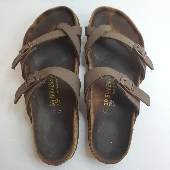Birkenstock Womens Mayari Toe Loop Sandals Size 39 EU 8 US Brown Leather Summer