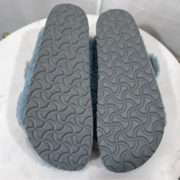 Birkenstocks NWT Papillio Platform Arizona Teddy Slide Sandals Blue Size 38/7