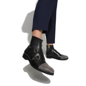 Black and Silver Ankle Boots