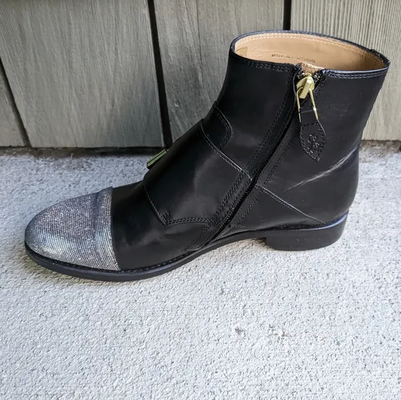 Black and Silver Ankle Boots