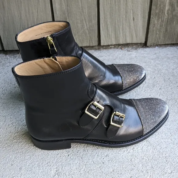 Black and Silver Ankle Boots