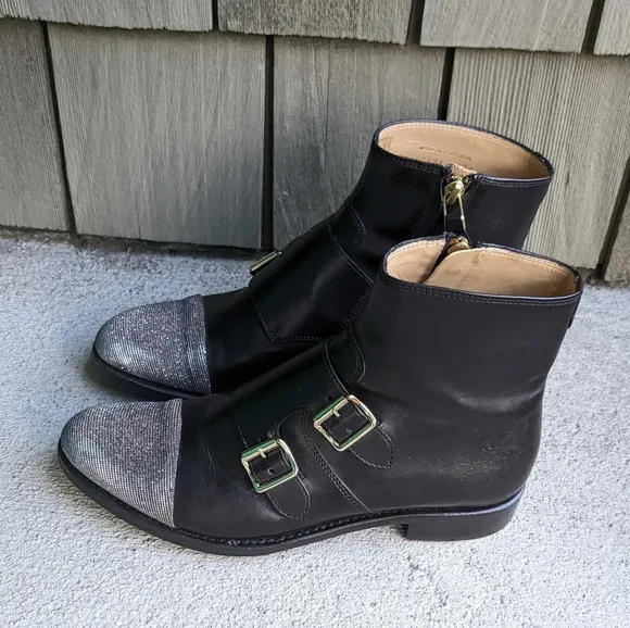 Black and Silver Ankle Boots