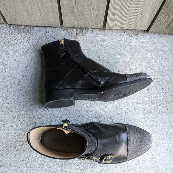 Black and Silver Ankle Boots