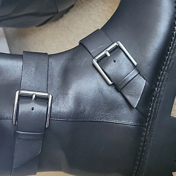 Black Leather Ankle Boots with Buckles