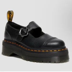 Black Leather Platform Mary Jane Shoes