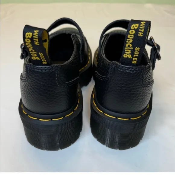 Black Leather Platform Mary Jane Shoes