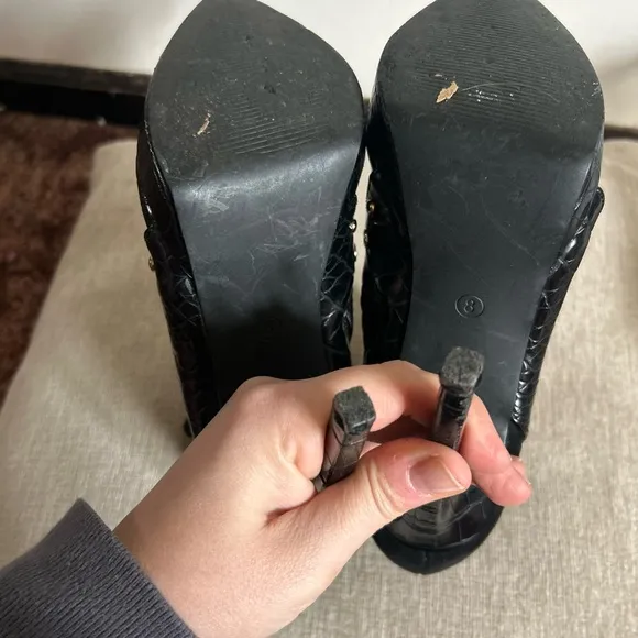 Black Studded High Heel Ankle Boots