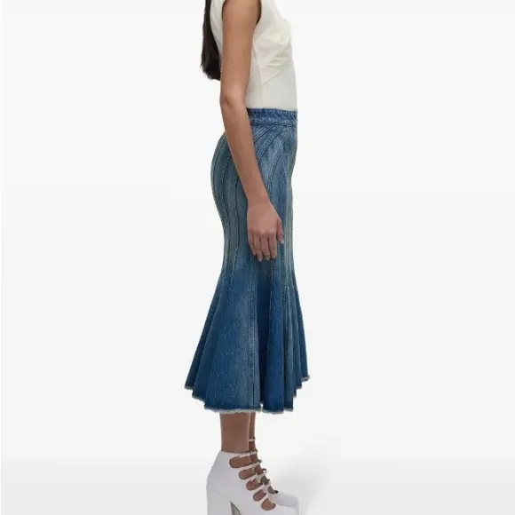 Blue Denim Midi Skirt
