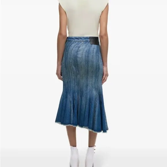 Blue Denim Midi Skirt