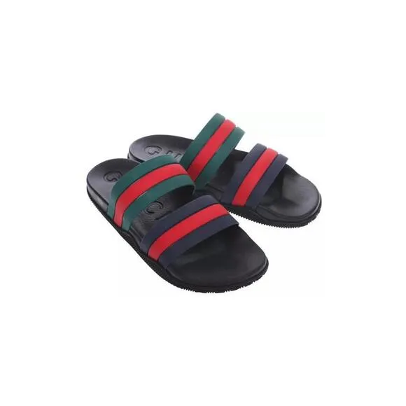 BNWT Gucci Men’s Web Logo Rubber Slides Sandals Shoes Sz US 10 EU 43