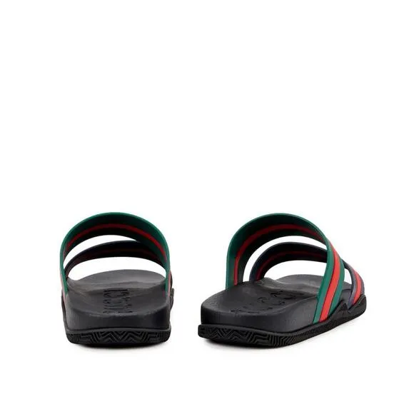 BNWT Gucci Men’s Web Logo Rubber Slides Sandals Shoes Sz US 10 EU 43