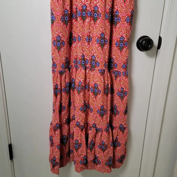 Boden Floral Print Tiered Midi Dress in Fire Poppy | Boden Dress | Size 10L