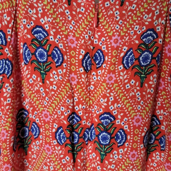 Boden Floral Print Tiered Midi Dress in Fire Poppy | Boden Dress | Size 10L