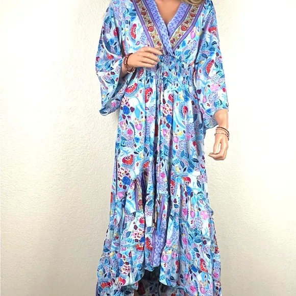 Bohemian Long Asymmetrical Ruffle Dress