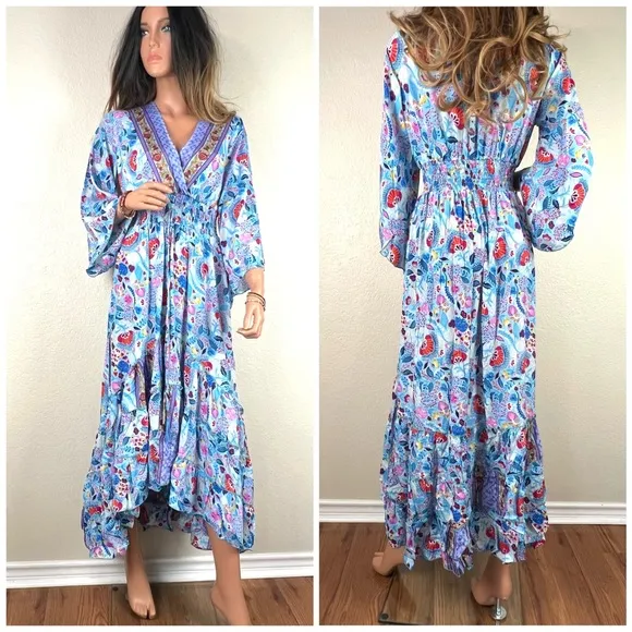 Bohemian Long Asymmetrical Ruffle Dress